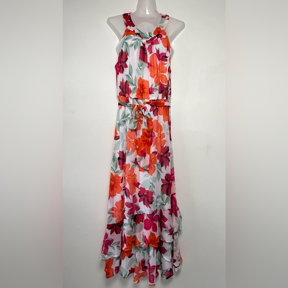 Calvin Klein Women's Floral-Print Halter Tiered  Maxi Dress size 12 lined Party - Picture 2 of 15
